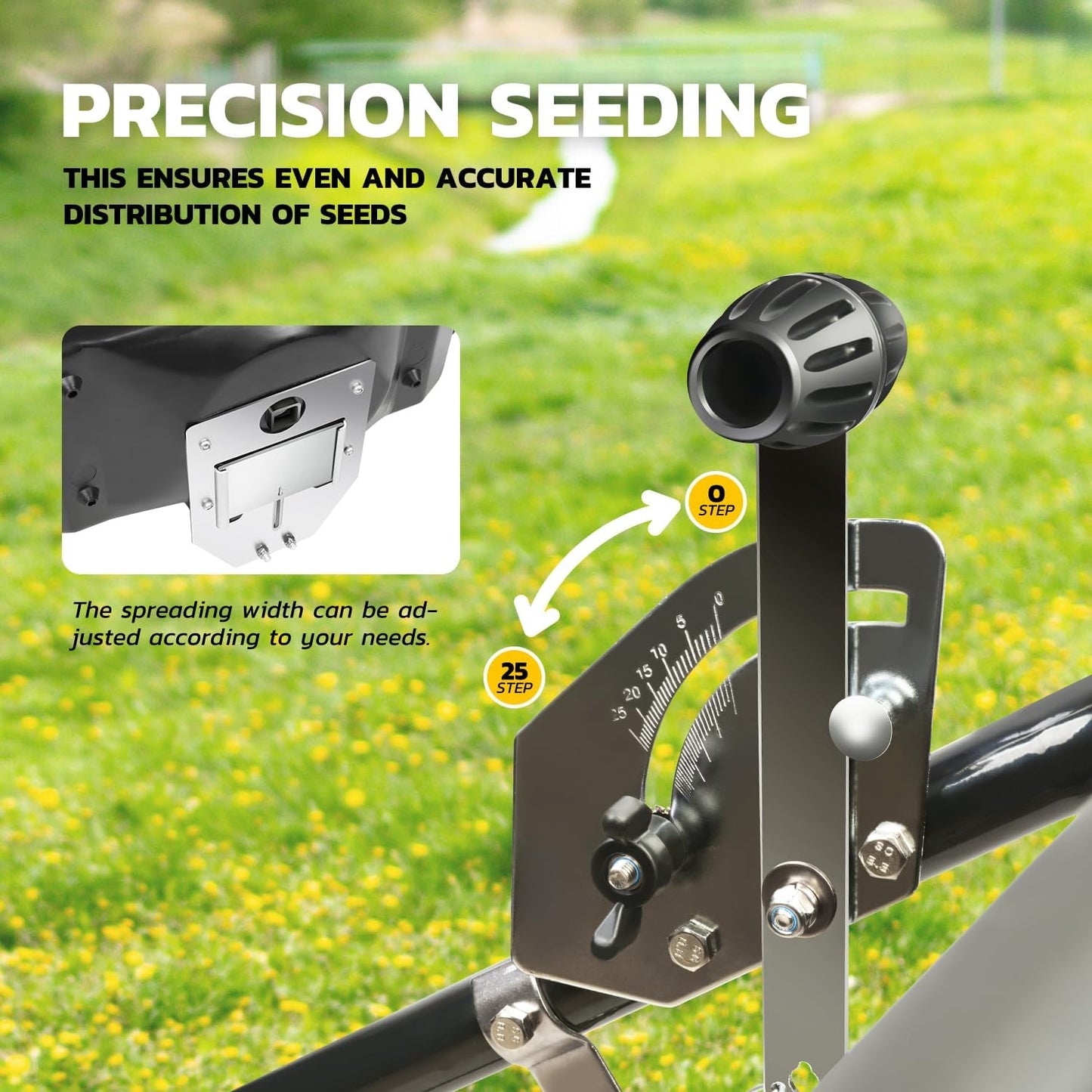 DNA MOTORING 80lb Walk-Behind Broadcast Spreader 36KG/29L Capacity, Garden Seeder with Wheels, for Residential Farm Seeding, TOOLS-00469