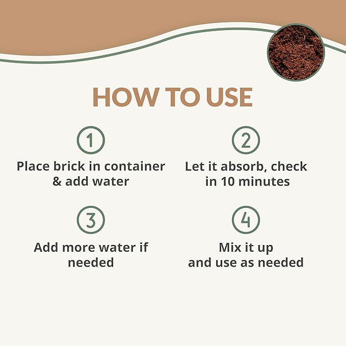 Buffered Coco Bliss (10lbs) - 100% Buffered Organic Coco Coir for Plants & Gardening - Cocopeat for Garden Soil, Seed Starter Soil, & Mulch - Organic Coconut Coir Brick - Coconut Fiber Potting Mix