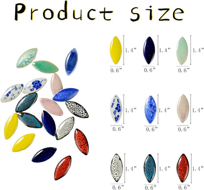 Blue Petal Ceramic Tiles Mosaic Tiles, Bulk Ceramic Mosaic Pieces Stepping Stone Crafts Making Supplies for Home Outdoor Floor Vase Tabletop Decoration - 70pcs