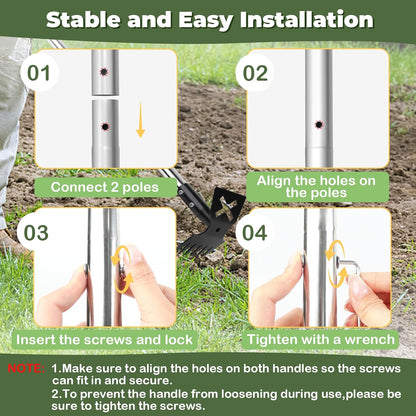 Weed Puller Tool with Long Handle, 60" Manual Weeding Tools Gardening, 2 in 1 Hand Weed Rake and Hoe Garden Weeder Tool, Uprooting Pulling Weed Remover Tool for Yard, Patio, Lawn and Garden