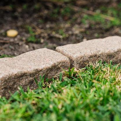 Beuta Landscape Edging | Garden Edging Border | Faux Stone Bricks for Lawn edging, Flower beds, Pathways & Yard Edging– 4 Packs | Each Section Has 6 Bricks 48"L x 4"W x 2.25"H | 12 Spikes |Sandstone