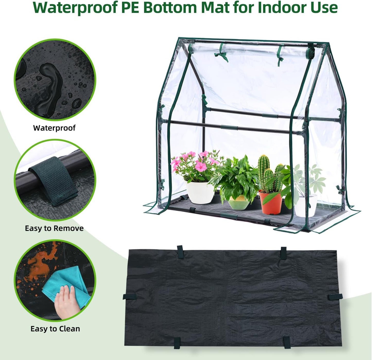 Mini Greenhouse for Indoor Outdoor: Ohuhu Tabletop Portable Green House with Waterproof Pad for Small Plants Nursery Germination, 36"x18"x33" Heavy-Duty Cover Tent Humidity Dome Seedling Accessory
