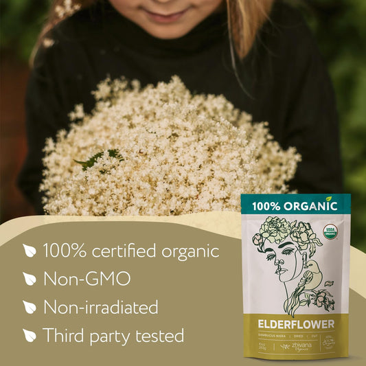 Super Value Pack 5 LB - Organic Elderflower Tea - Respiratory Health Tea, Immune Support - Allergy Relief