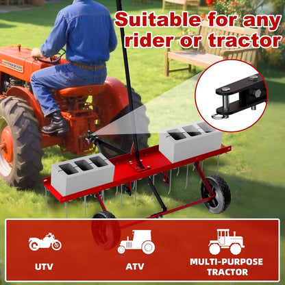 40inch Tow Behind Dethatcher with 20 Spring Steel Tines, Lawn Tractor Rakes with Lift Handle, Tow Behind Rake to Remove Thatch, Riding Lawn Mower Attachments for Outdoor Yard Tools Lawn Care