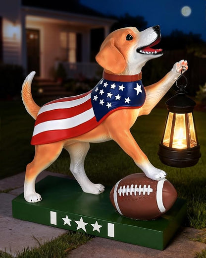 Solar Dog Statues Outdoor Decor with Lantern - Unique Beagle Puppy Home Decor Figurine for Garden, Patio, Yard - Idea Gifts for Women Mom