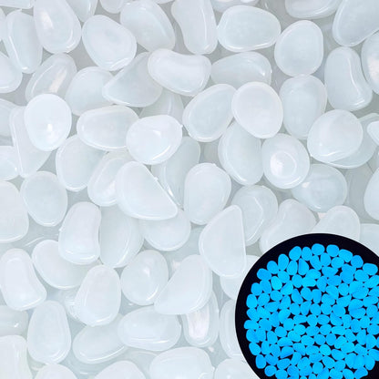 2.1LB 25-27mm White Glow in The Dark Rocks Outdoor Decorative Stones Luminous Pebbles Glow Stones for Patio Landscaping Walkway Driveway Large Glowing Stones Garden Stones(300pcs)