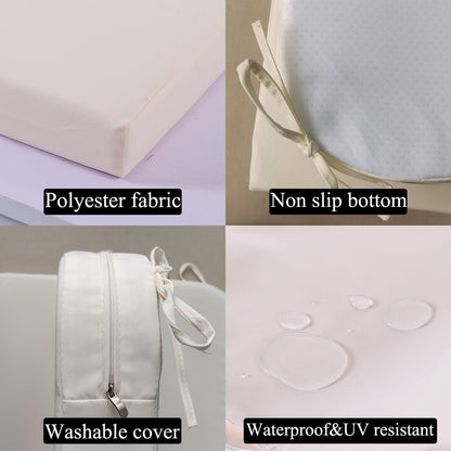 19 x 19 Inch Outdoor Seat Cushions for Patio Furniture with Non Slip and Ties Waterproof & UV Resistant Round Corner Outdoor Chair Cushions Replacement Set of 2, Beige