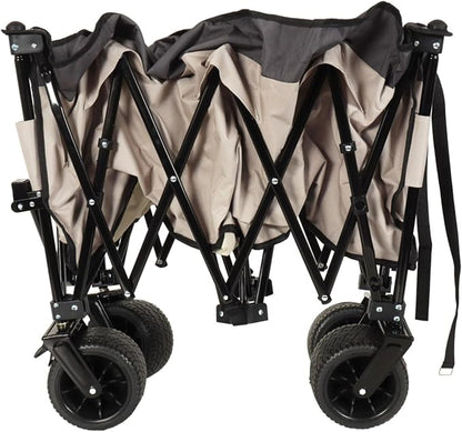 51-inch Extended Heavy-Duty Garden Cart for Camping & Sports, Shopping, Foldable Utility Wagon - 480lbs Capacity with 7" All-Terrain Wheels and Adjustable Handle