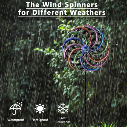 DREAMYSOUL Wind Spinner Outdoor, 13 Inches Dia Rainbow Metal Kinetic Wind Spinners, Dual Wind Spinners for Yard Garden Outside Patio Lawn Decor