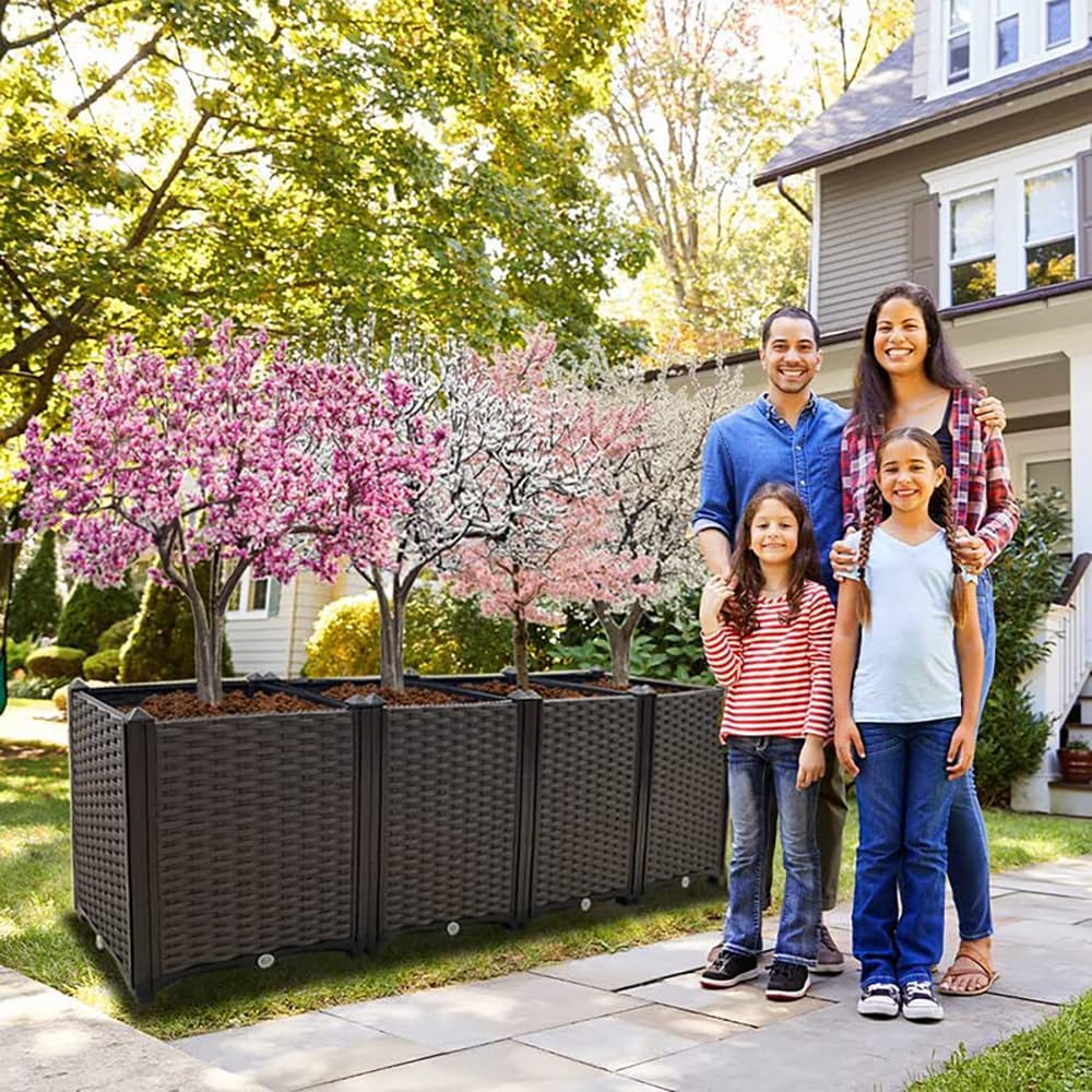 Large Planters for Outdoor Plants Raised Garden Bed Elevated Rectangular Garden Box Kits for Gardening, Vegetables, Flowers and Herbs in Backyard Patio Balcony
