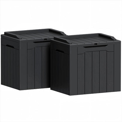 Greesum 31 Gallon Deck Box for Outside, All Weather Outdoor Storage Boxes for Patio Furniture Set, Package Delivery Box, Garden Tools, Black(Set of 2)