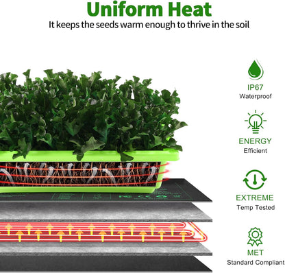 Seedling Heat Mat 8 Pack, 10" x 20.75" MET-Certified Warm Hydroponic Heating Pad, Waterproof Warm Hydroponic Plant Heating Mat for Germination, Greenhouse Grow Seed Starter
