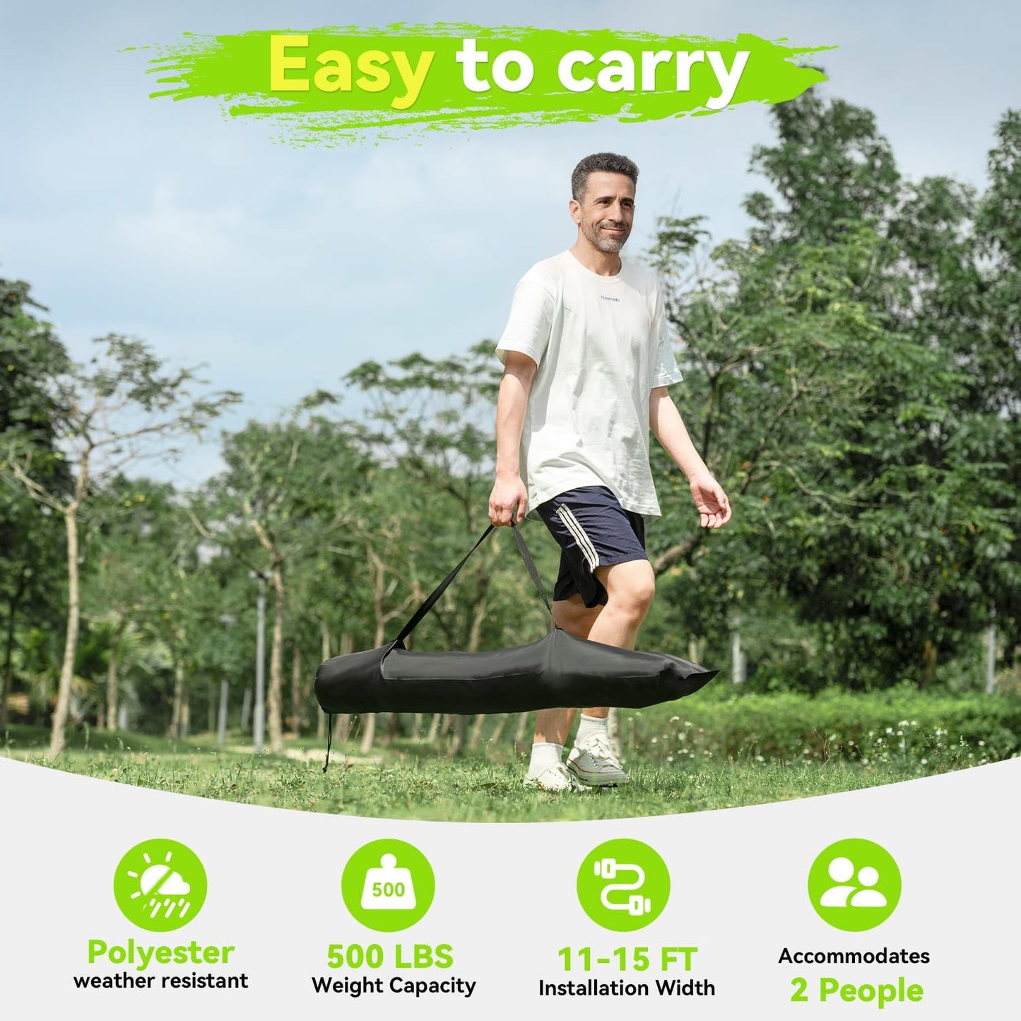 Double Hammock for 2 Person, Handwoven Cotton Rope Hammock with Spreader Bar - Indoor & Outdoor Use for Patio, Poolside, Backyard (Brown)