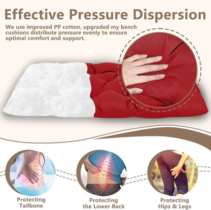 47.3 in Waterproof Indoor/Outdoor Garden Bench Seat Cushions，Thicken Patio Bench Soft Rocking Chairs Pad Lounger Seat for Wicker Loveseat Settee（47.3 X 19.6 X 3.9 inch，Red ）