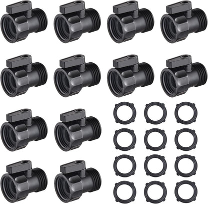 12 PCS 3/4'' Plastic Garden Hose Shut Off Valve,Water hose Shut-Off Ball Valve Thread Connector Coupling for Telescopic Water Pipe Water Gun Valve Control Standard 3/4'' Thread Connector Coupling