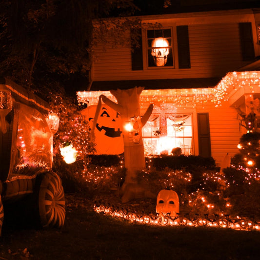 Solar Powered String Lights Outdoor, 2 Pack Total 200 LED 66FT Solar Powered Halloween Decorative Fairy Lights 8 Modes Black Wire for Halloween, Garden, Patio, Party, Yard, Christmas(Orange)