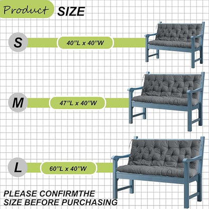 Replacement Cushions for Outdoor Swing, Outdoor Cushions for Patio Furniture with Backrest, Waterproof Thicken 4" porch swing cushions, for Outdoor Patio Garden Furniture(Dark grey 40 * 47 in)