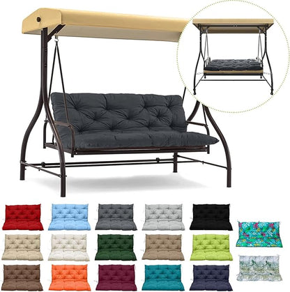 Swing Replacement Cushions with Backrest, 2 or 3 Seater Waterproof Non-Slip Overstuffed Swing Pad, Indoor/Outdoor Bench Cushion for Porch Chair Swing Garden Furniture (Dark Grey, 40 * 71 in)