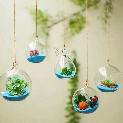 24 Pcs Hanging Tealight Candle Holder, Glass LED Tealight Holder Hanging Glass Globe Plant Terrariums, 2.36" Diameter Hanging Tealight Holder Terrarium for Wedding Home Party Tree Decoration