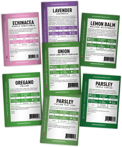 Gardeners Basics Complete Medicinal Herb Seeds for Planting Collection - 35 Best Herbs Variety Pack for Teas and Home Remedies - Indoor, Outdoor, Hydroponic Herbal Herbalist Seed - Non-GMO, Heirloom