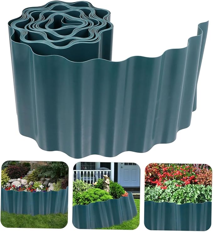 2 Rolls Flexible Plastic Garden Fence Lawn Edging Borders for Flower Beds Lightweight Landscape Border Kit with Curved and Straight Installation Pastoral Garden Decoration