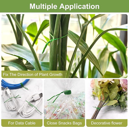 SumDirect Plant Ties,656FT/200m Green Garden Twist Ties with Cutter for Gardening Plants Growth and Care,Plant Garden Twine Wires for Office Home Cable Organization (656 Feet / 200 Meters(1 Roll))