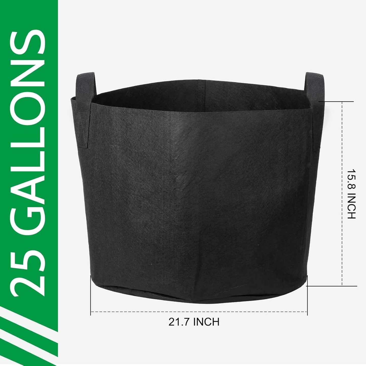 JERIA 12-Pack 25 Gallon, Vegetable/Flower/Plant Grow Bags, Aeration Fabric Pots with Handles (Black), Come with 12 Pcs Plant Labels