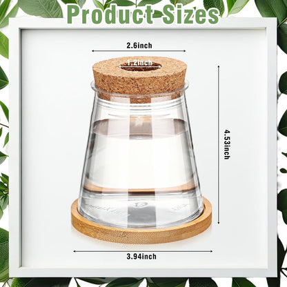 Baderke 12 Packs Plastic Desktop Vase with Hole Lid and Bamboo Stand Plant Propagation Stations Plant Growing in Water Hydroponic Home Office Table Decoration (Fresh Style)