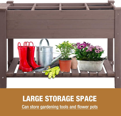 GUTINNEEN Raised Garden Bed Mobile Outdoor Planter Box with Legs for Vegetables Flower Herb, Large Storage Garden Box on Wheels