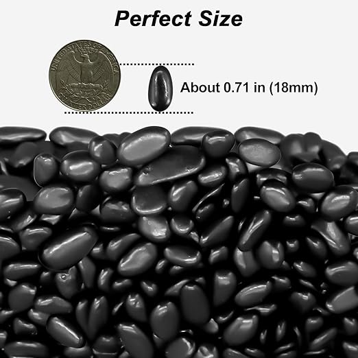 Landscaping Pebbles River Rocks Decorative Ornamental Pebbles Garden Landscaping Stones Gravel Filler for Home Decoration Flower Bed Fish Tank Plants Vases Succulents (1, Black, 1 Pound)