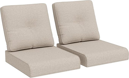 Joyside Outdoor Chair Cushions Set, 22x25/22x24 Inch Patio Furniture Deep Seat Cushions, Water Resistant & Thick Cushion, Outdoor Replacement Cushions for Seat and Sofa (Beige, 2 Set)