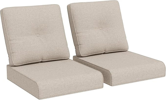 Joyside Outdoor Chair Cushions Set, 22x25/22x24 Inch Patio Furniture Deep Seat Cushions, Water Resistant & Thick Cushion, Outdoor Replacement Cushions for Seat and Sofa (Beige, 2 Set)