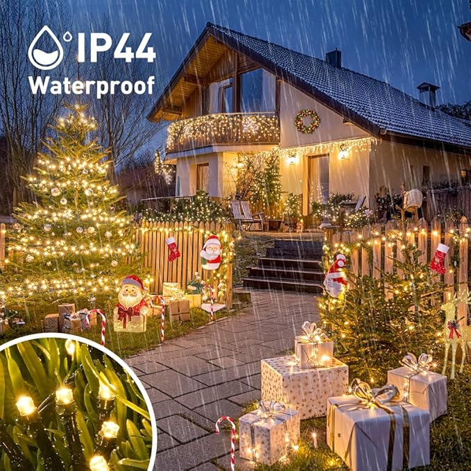 JMEXSUSS 2 Pack Solar Christmas Lights Outdoor - Total 400 LED 151FT Solar String Lights Outdoor Waterproof, 8 Modes Warm White String Light for Outside Patio Yard Tree Garden Christmas Decorations