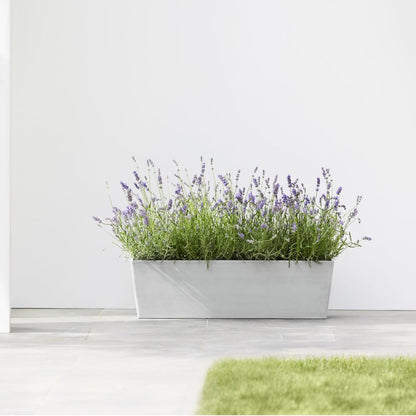 Ecopots Bruges Durable Modern Rectangular Indoor/Outdoor Recycled-Based Composite Flower Pot Planter, Pure White, 31.5"