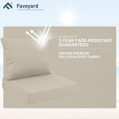 Favoyard Outdoor Seat Cushion Set 19 x 19 Inch Waterproof & Fade Resistant Patio Furniture Cushions with Removable Cover Deep Seat & Back Cushion with Handle and Adjustable Straps for Chair Sofa Couch
