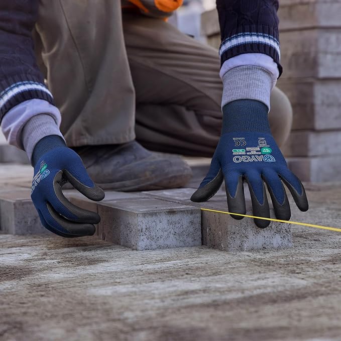 KAYGO MicroFoam Nitrile Coated Work Gloves, 3 Pairs KG19N Seamless Knit Nylon, Micro Dots for Enhanced Grip, Breathable and Durable, Ideal for Automotive, General Assembly, Painting, Blue, L