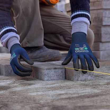 KAYGO MicroFoam Nitrile Coated Work Gloves, 3 Pairs KG19N Seamless Knit Nylon, Micro Dots for Enhanced Grip, Breathable and Durable, Ideal for Automotive, General Assembly, Painting, Blue, L