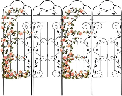 hogardeck 4 Packs 60 * 18 inch Metal Garden Trellis for Climbing Plants Outdoor,Heavy Duty,Black Coating Rustproof Trellis for Rose, Vegetable, Flowers, Expandable,Perfect for Training Climbing Plants