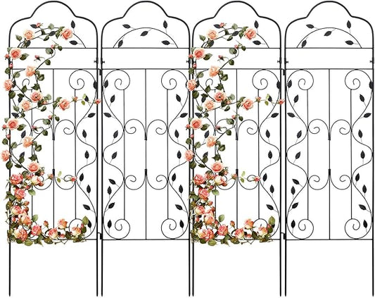 hogardeck 4 Packs 60 * 18 inch Metal Garden Trellis for Climbing Plants Outdoor,Heavy Duty,Black Coating Rustproof Trellis for Rose, Vegetable, Flowers, Expandable,Perfect for Training Climbing Plants