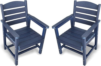 Poly Lumber Patio Dining Chair Set of Two, HIPS Outdoor Ladder Back Chair, Weather Resistant (Navy Blue, 2 Piece)