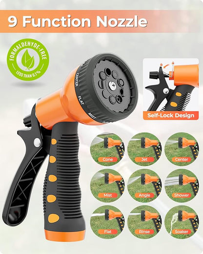 Ayleid Retractable Garden Hose Reel,1/2 in x 65 ft Wall Mounted Hose Reel, with 9- Function Sprayer Nozzle, Any Length Lock/Slow Return System/Wall Mounted/180°Swivel Bracket (Black)