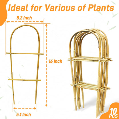 Avalution 10 Pack Bamboo U Trellis for Climbing Plants, 16 Inch Garden Ladder Trellis for Potted Plants Indoor, Ladder Small Plant Support Trellis for Houseplants Ivy Hoya Vine Monstera