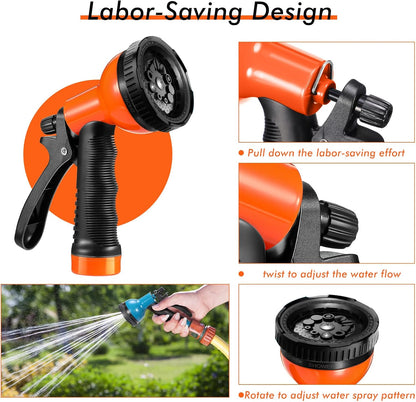 8 Pcs Garden Hose Nozzle Sprayer 10 Adjustable Watering Patterns Heavy Duty High Pressure Water Gun for Watering Plants Washing Cars and Showering Pets