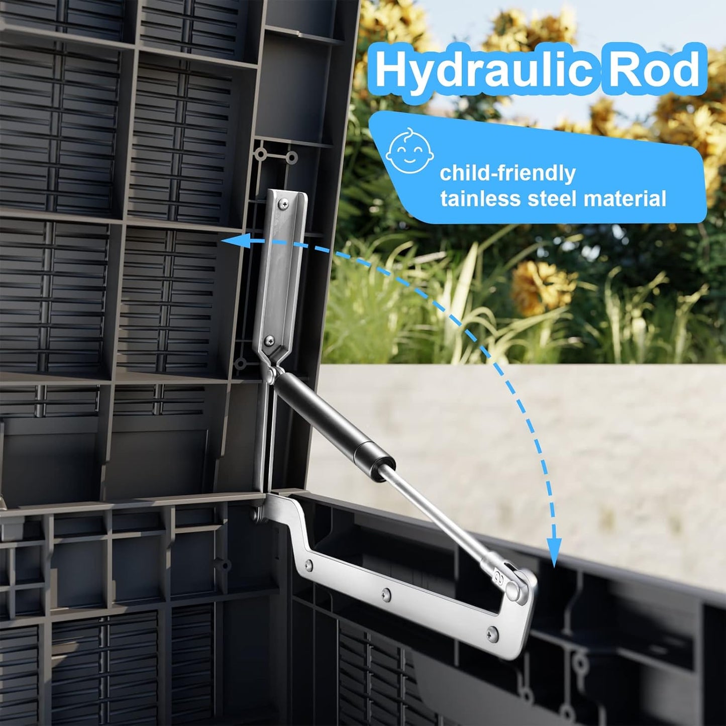 100 Gallon Waterproof Outdoor Storage Box,Resin Deck Box,Lockable Outside Storage Box Container for Patio Furniure,Garden,Tools (100 Gallon,Black)