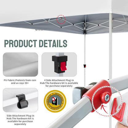 CROWN SHADES 10x10 Heavy Duty Canopy - Premium Pop Up Canopy Tent - Extra Sun Shade Protection with 400D Strength Oxford Fabric - Great for Trade Shows, Events, Tailgates & Commercial Use, White