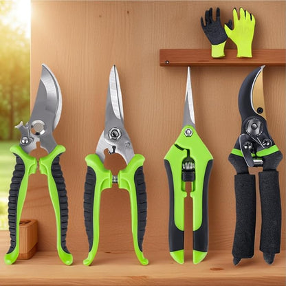 4-Pack Bypass Pruning Shears, Titanium Steel Blade,With Gardening Gloves,Shears Stainless, Ergonomic Hand Pruning Shears for Trees, Plants (Shears Gardening Tool Kit)