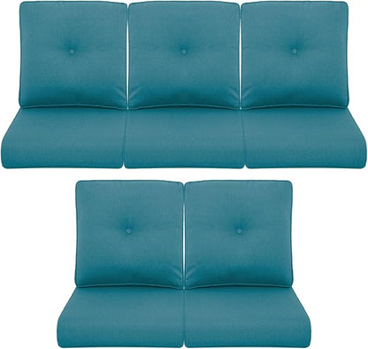 Patio Chair Cushions 5 Packs - Outside 22x24 High Back Water-Resistant Cushion with Zipper Cover for Outdoor Glider Rocking Chairs Loveseat 3-seat Couch Sofa – Peacock Green/Buckle