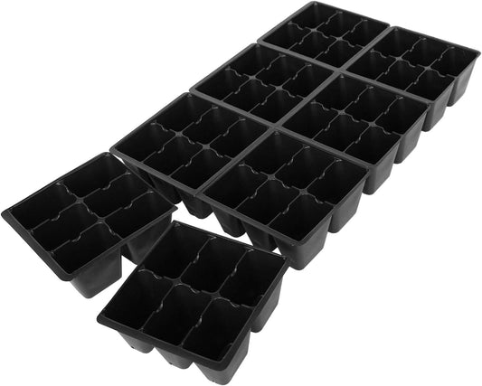 Handy Pantry Black Plastic Garden Tray Inserts - 5 Sheet of 48 Planting Pot Cells Each - 2x3 Nested x8 Configuration - Perforated - Nursery, Greenhouse, Gardening