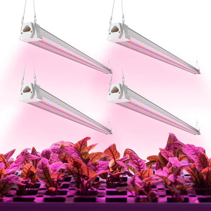 FREELICHT 4 Pack 4FT LED Grow Light, 40W (250W Equivalent), Red Blue (660nm+460nm) Full Spectrum Grow Light for Indoor Plants, Linkable Plug in Plant Growing Lamps for Hydroponic Seeding Veg Flower