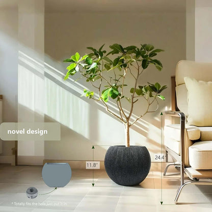 11.8 H x 14.5" Dia (10" Pot Opening) Plastic Round Black Planters for Outdoor Plants, Resin Flower Pot for Indoor and Outdoor Plants, Plant Pot with Drainage Holes and Plug for Home Patio Garden